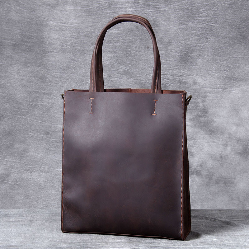 Luxury Bags That Fit Laptop - Vintage genuine leather men hand tote