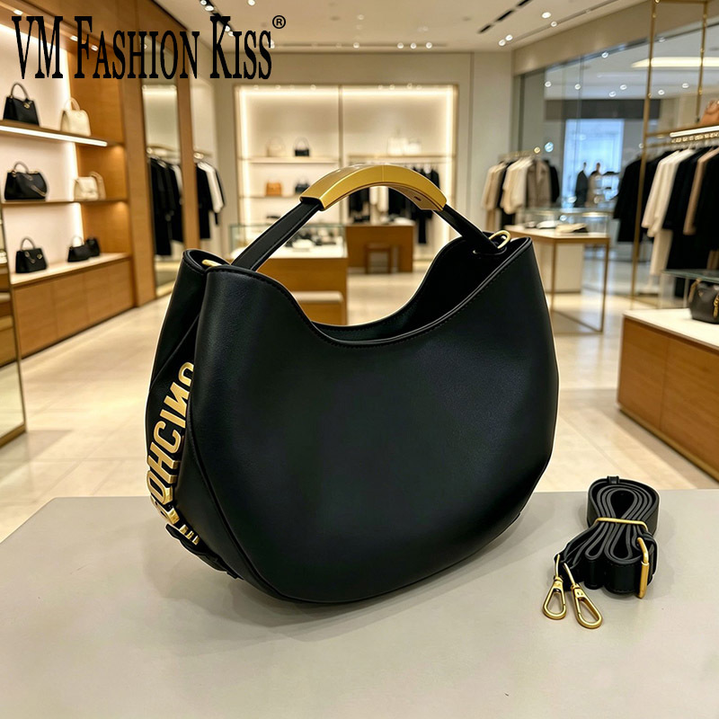 Luxury Bags Sell - Demi-cercle Women Golden Letter Tote Drawstring
