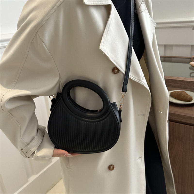 Luxury Bags Without Logo - Chic Black Crescent Handbag, Mini Versatile