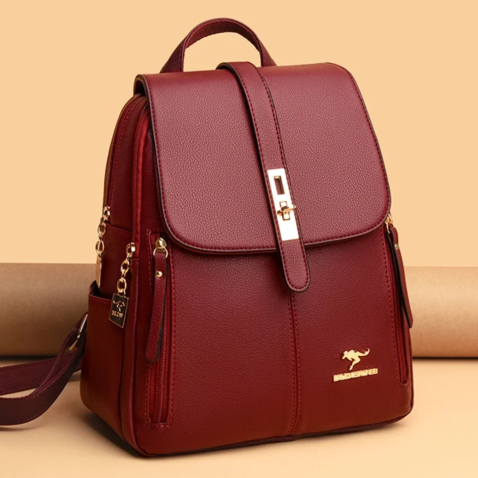 Luxury Bags Quality - Women Leather Large Capacity Backpack High