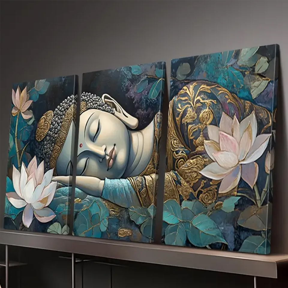 Luxury Bags Europe - Lotus Sleeping Buddha Diamond Painting triptych
