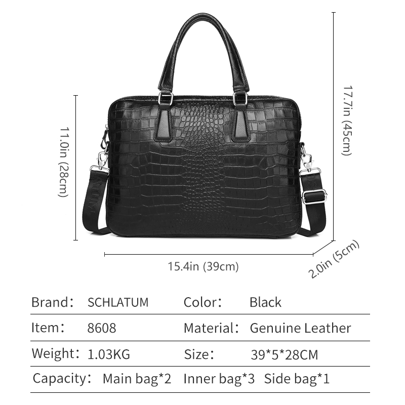 SCHLATUM Genuine Leather Croco - Luxury Bags That Fit Laptop recension och pris