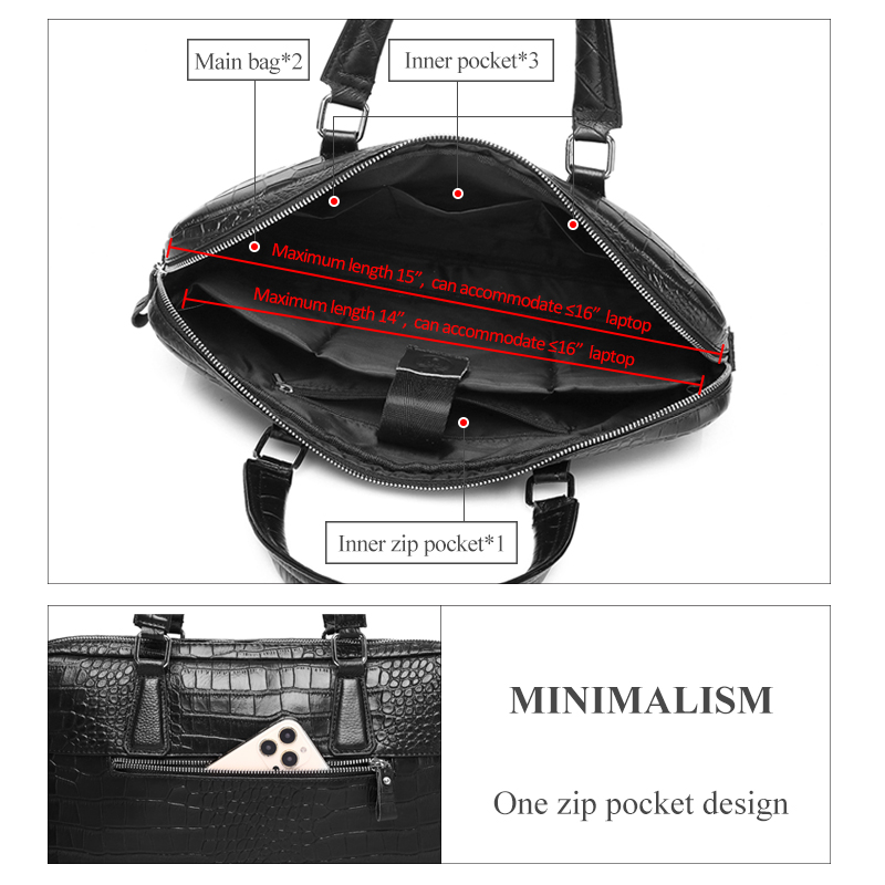 SCHLATUM Genuine Leather Croco - Luxury Bags That Fit Laptop recension och pris